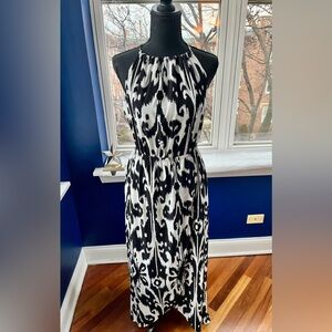 Athleta Black and White “Ikat Bloom” Maxi Dress